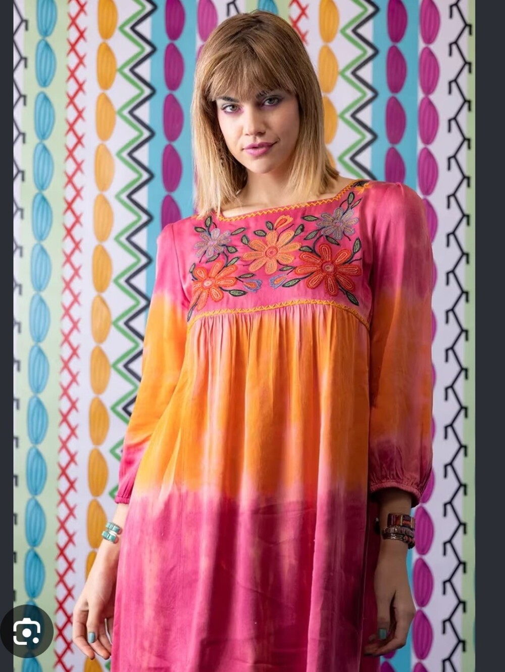 Double D Ranch "Bibi" Tunic Dress in vibrant Carousel Pink and Orange! Zise S